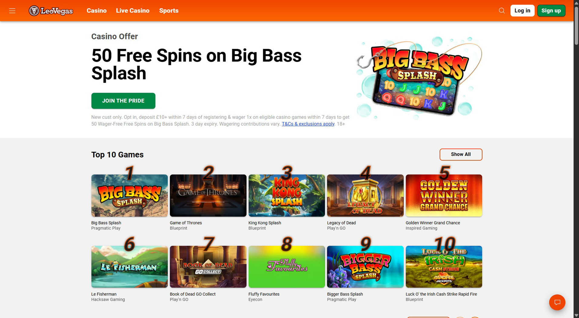 10. LeoVegas- Scelta affidabile del casinò Giropay