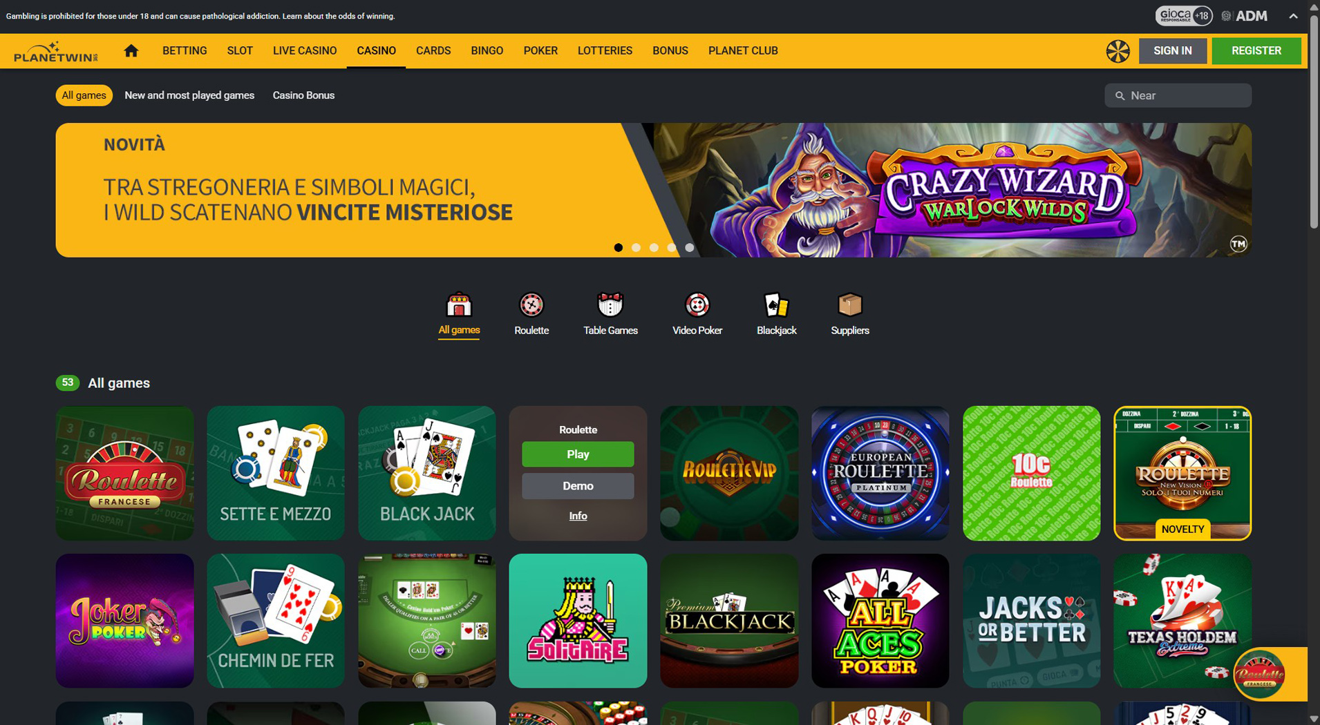 9. Planetwin365- Facile configurazione del casinò Giropay